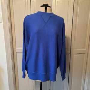 aerie Royal Blue Waffle Knit Crewneck Sweatshirt